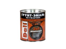 Грунт-эмаль по ржавчине с молотковым эффектом 3 в 1 DALI черная 2л