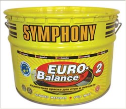 Краска ВД интерьерная акрилатная глубокоматовая SYMPHONY евро-баланс 2 9л