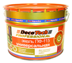Эмаль ПФ-115 желтая (RAL 1023) 2,8 кг DecoTech ГОСТ 6465-76 (Т-ра перевозки не ниже -4град)