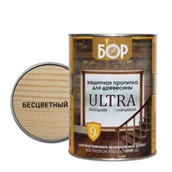 Пропитка защитная БОР ULTRA тонирующая алкидная глянцевая БЕСЦВЕТНАЯ 2,7кг