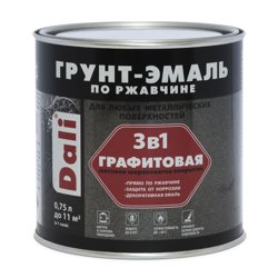 Грунт-эмаль по ржавчине 3 в 1 серебристая матовая, эффект графит 0,75 л DALI