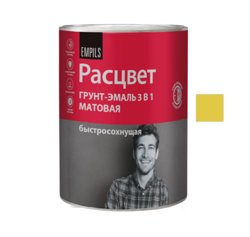 Грунт-эмаль по ржавчине 3 в 1 быстросохнущая желтая матовая 0,9кг РАСЦВЕТ
