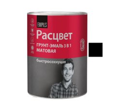 Грунт-эмаль по ржавчине 3 в 1 быстросохнущая черная матовая 0,9кг РАСЦВЕТ