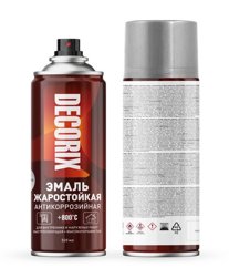 Эмаль аэрозольная акриловая жаростойкая Decorix серебристая (+800°С) 520 мл