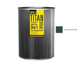 Грунт-эмаль по ржавчине зеленая (RAL 6005) 0,75л ОРЕОЛ TITAN 3672