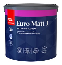 Краска ВД интерьерная глубокоматовая Tikkivala (Tikkurila) EURO MATT 3 База A 2,7л