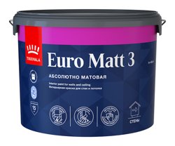 Краска ВД интерьерная глубокоматовая Tikkivala (Tikkurila) EURO MATT 3 База A 9л