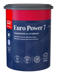 Краска ВД интерьерная моющаяся матовая Tikkivala (Tikkurila) EURO POWER 7 База C 0,9л