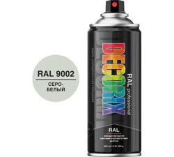 Краска аэрозольная универсальная акриловая Decorix RAL профессиональная серо-белая (RAL 9002) 520 мл