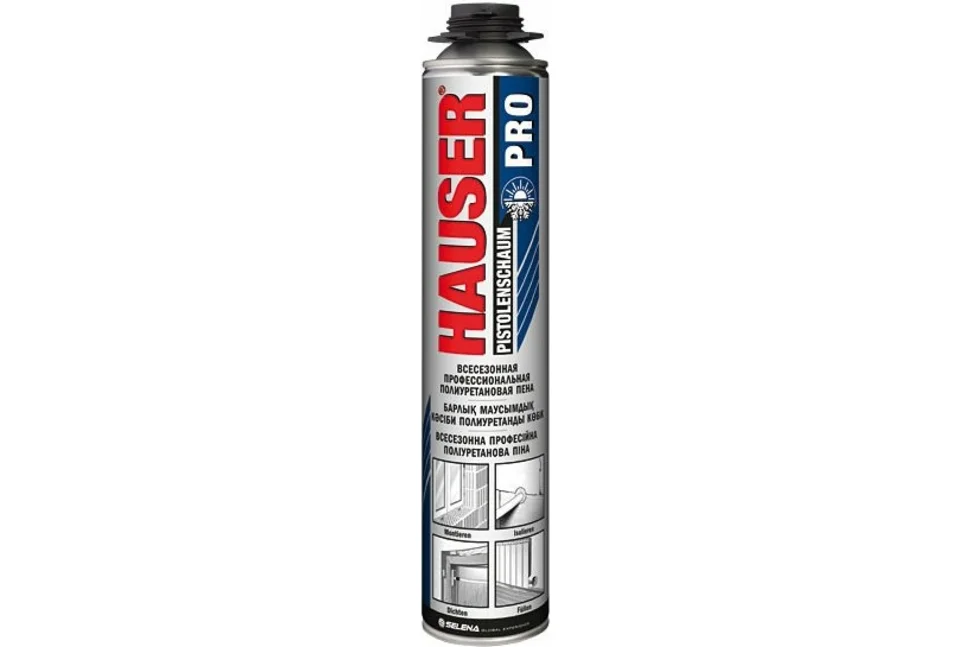 Пена монтажная профессиональная HAUSER PRO всесезонная 620 мл (от -10°C до +30°C)