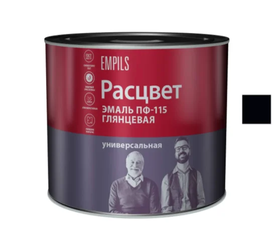 Эмаль ПФ-115 чёрная 2,7кг ТЗ РАСЦВЕТ ГОСТ 6465-76