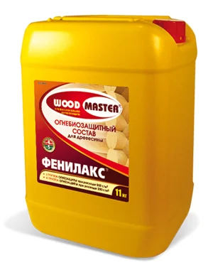 Огнебиозащита Wood Master Фенилакс 11 кг 1-2 гр. огнезащиты (золотисто-коричневый цвет) всесезонная (до -15°С)