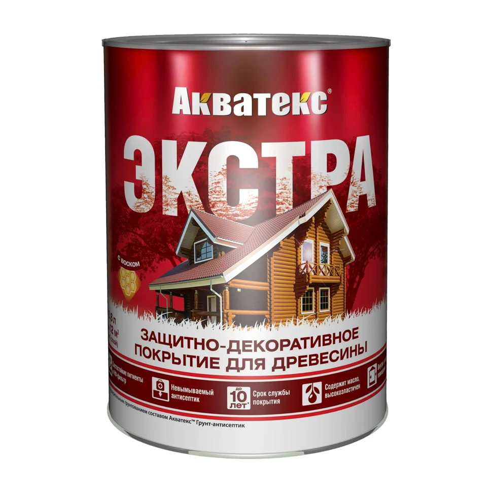 Основа алкидная Акватекс ЭКСТРА 0,8л (белый) двойная УФ-защита, воск, масло, нанесение на олифу