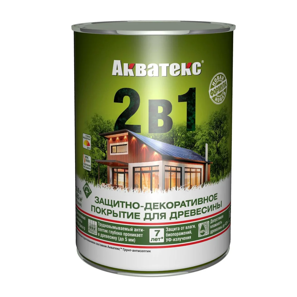 Основа алкидная Акватекс 2 в 1 - палисандр 0,8л УФ-защита, влажн. древесина 40%