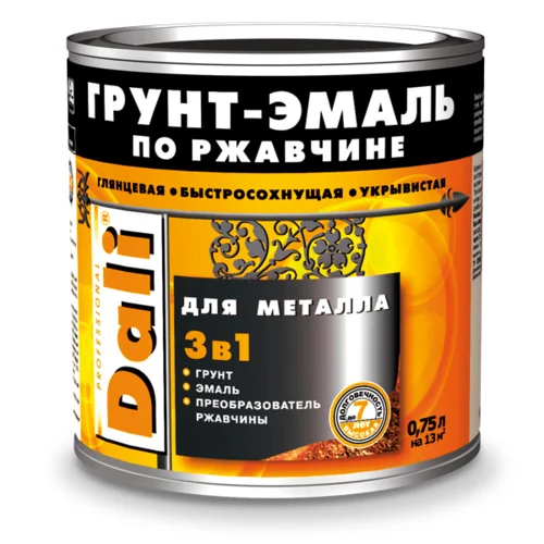 Грунт-эмаль по ржавчине 3 в 1 красно-коричневая (RAL 3011) 0,75л DALI