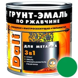 Грунт-эмаль по ржавчине 3 в 1 зеленая (RAL 6029) 2л DALI
