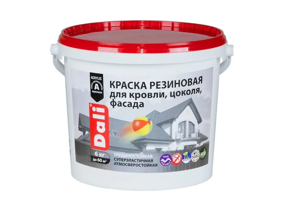 Краска ВД резиновая фасадная DALI серая, 6 кг ( Т-ра перевозки не ниже +5град)