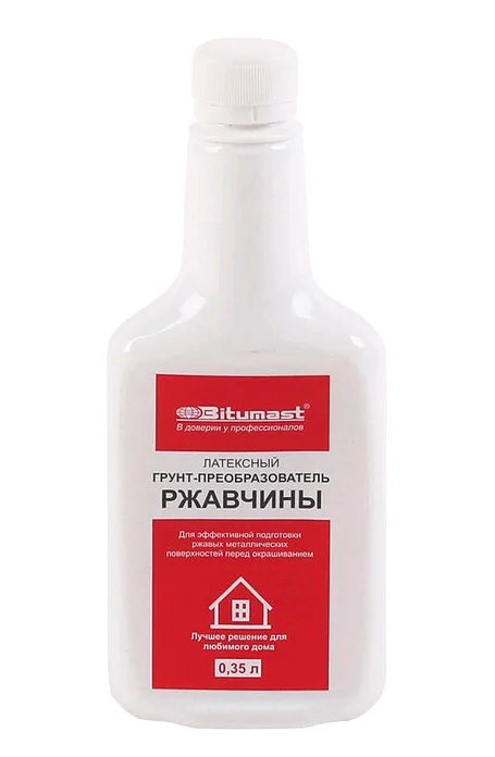 Преобразователь ржавчины грунт BITUMAST латексный, белый, 0,35 л