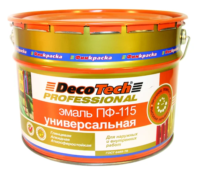 Эмаль ПФ-115 ярко-красная (RAL 3020) 2,8 кг DecoTech ГОСТ 6465-76 (Т-ра перевозки не ниже -4град)