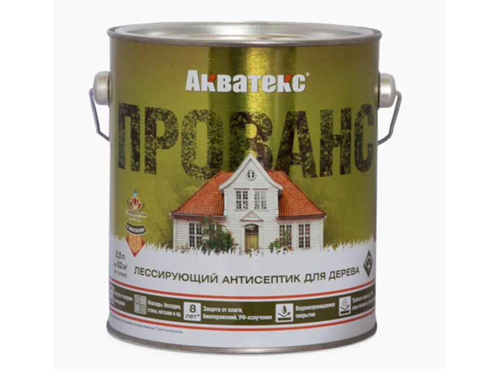 Антисептик лессирующий Акватекс ПРОВАНС для дерева алкидный орех 9 л