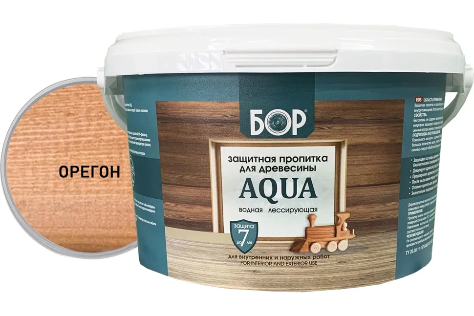 Пропитка защитная БОР AQUA для наружных и внутренних работ ОРЕГОН 2,3кг