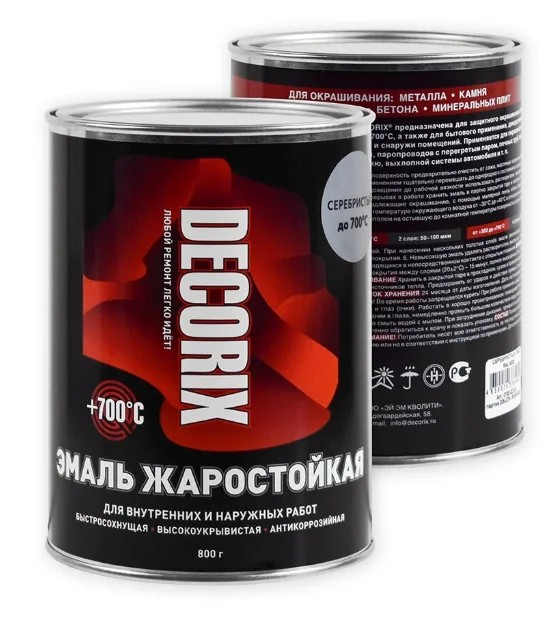 Краска жаростойкая Decorix белая 0,8кг (+700°С)