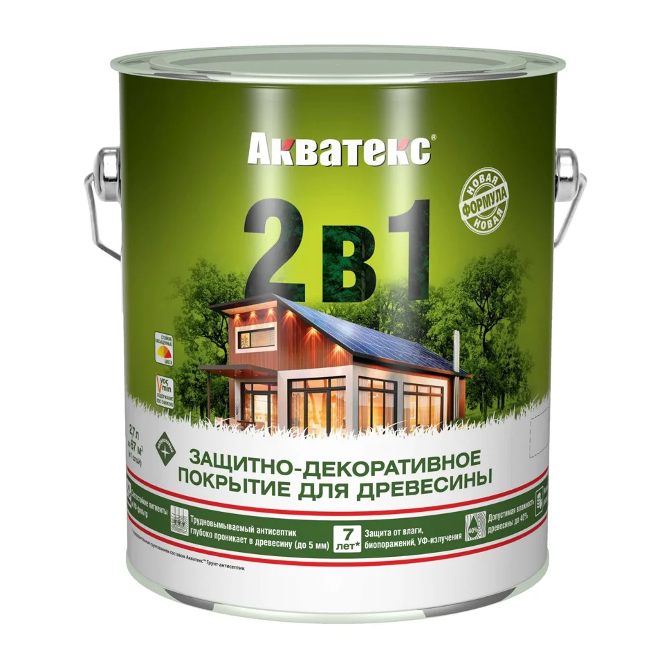 Основа алкидная Акватекс 2 в 1 - сосна 2,7л УФ-защита, влажн. древесина 40%
