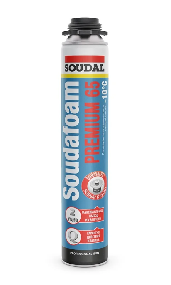 Пена монтажная профессиональная СОУДАЛ Soudafoam PREMIUM 65 всесезонная (-10 °С до +25 °С) 820 мл