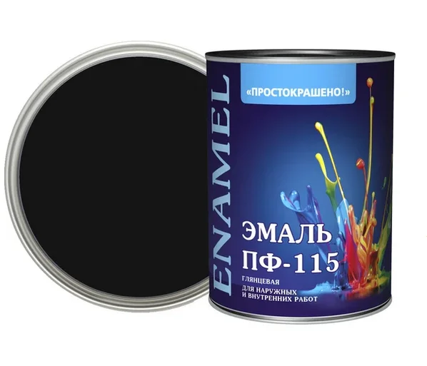 Эмаль ПФ-115 черная 0,8кг Простокрашено БАУ
