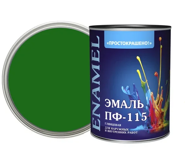 Эмаль ПФ-115 ярко-зелёная 0,8кг Простокрашено БАУ