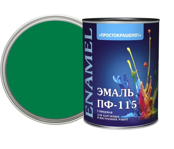 Эмаль ПФ-115 зеленая 0,8кг Простокрашено БАУ