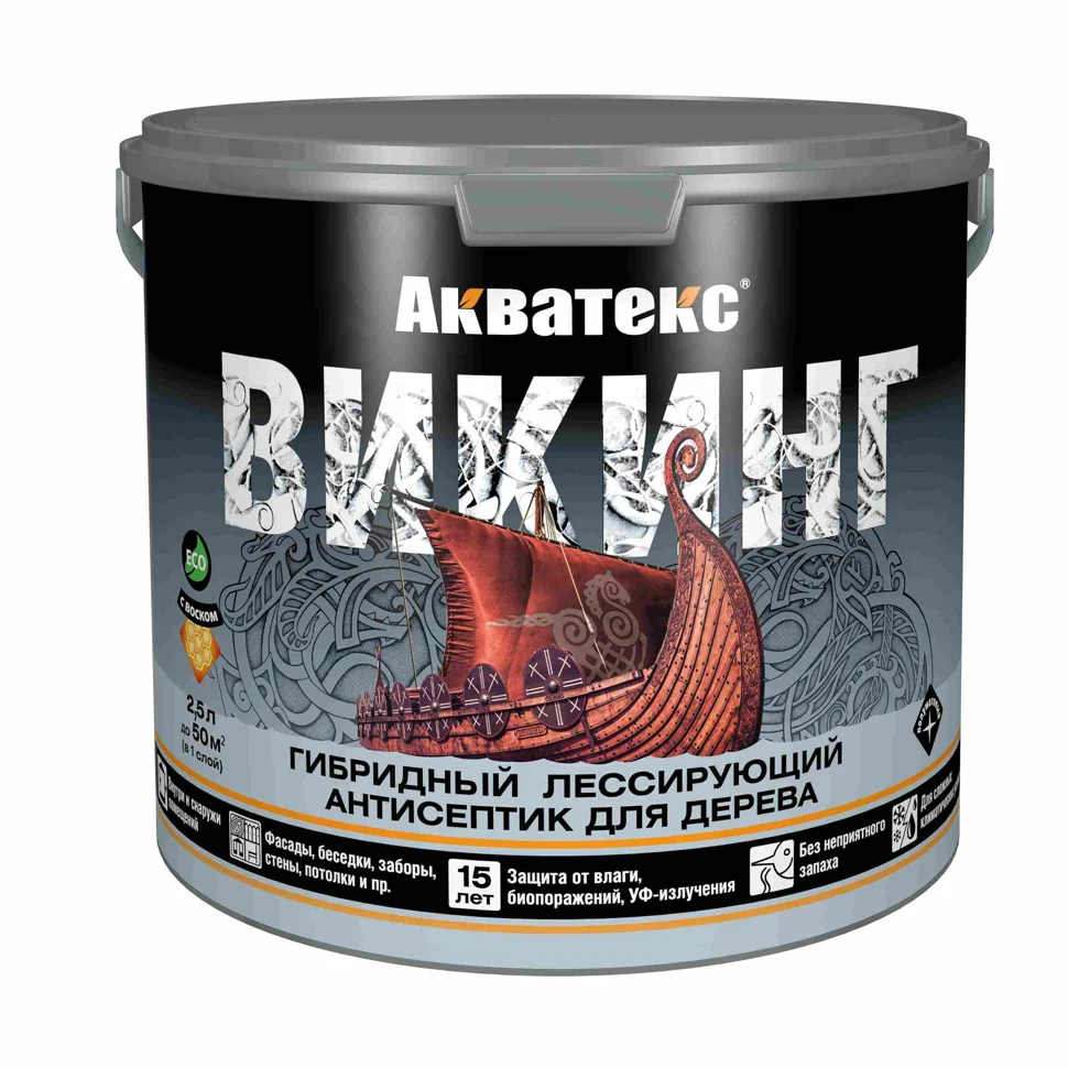 Антисептик лессирующий Акватекс ВИКИНГ для дерева палисандр 2,5 л (пласт.)