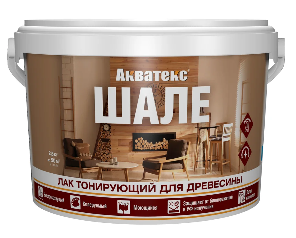 Лак тонирующий для дерева Акватекс ШАЛЕ белый 2,5кг