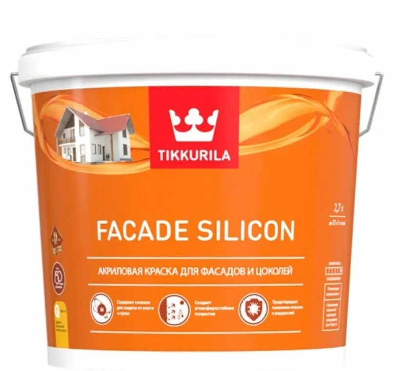 Краска ВД фасадная акриловая глубокоматовая База VVA TIKKIVALA (Tikkurila) Facade Silicon 9л