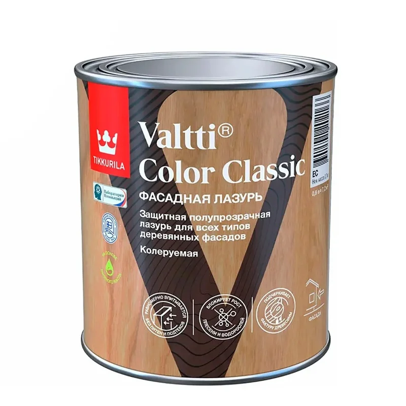 Антисептик-лазурь Tikkivala VALTTI COLOR CLASSIC EC 0,9л бесцветный
