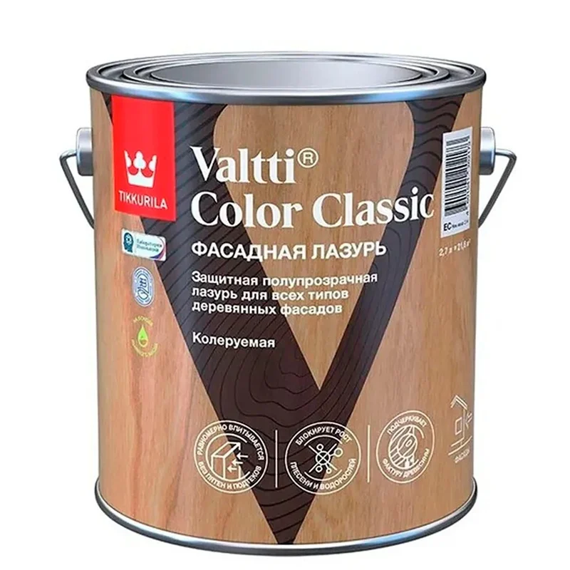 Антисептик-лазурь Tikkivala VALTTI COLOR CLASSIC EC 2,7л бесцветный