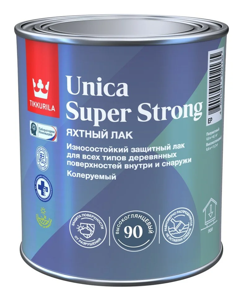 Лак универсальный высокоглянцевый TIKKIVALA (Tikkurila) Unica Super Strong EP 0,9л