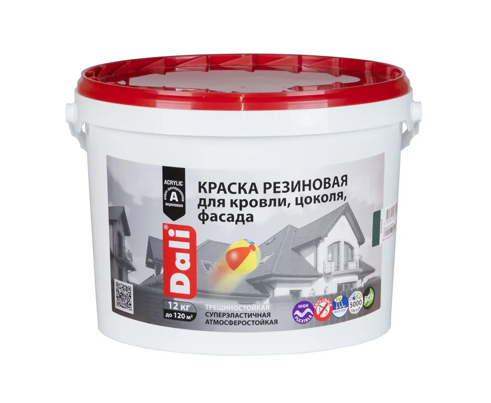 Краска ВД резиновая фасадная DALI слоновая кость, 12 кг ( Т-ра перевозки не ниже +5град)