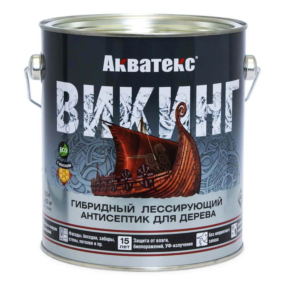 Антисептик лессирующий Акватекс ВИКИНГ для дерева дуб 2,5 л