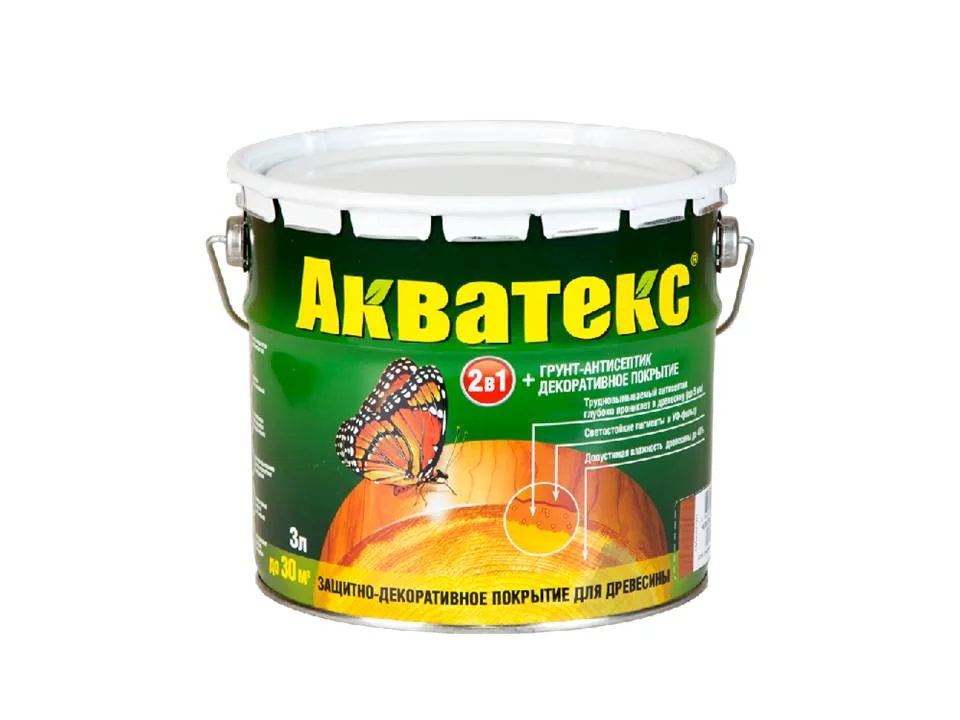 Основа алкидная Акватекс 2 в 1 - тик 3л УФ-защита, влажн. древесина 40%