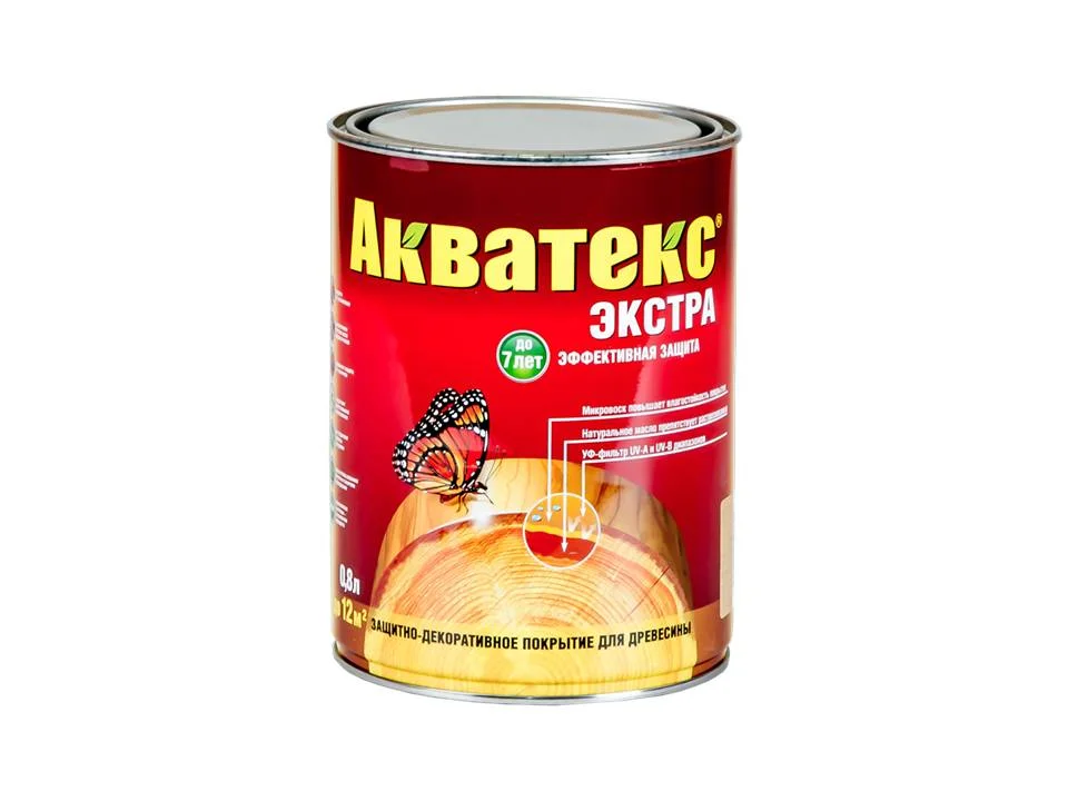 Основа алкидная Акватекс ЭКСТРА 0,8л (орегон) двойная УФ-защита, воск, масло, нанесение на олифу