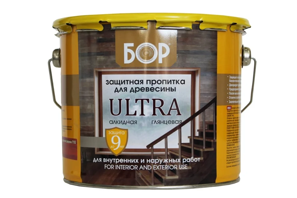 Пропитка защитная БОР ULTRA тонирующая алкидная глянцевая БЕРЕЗА 8кг