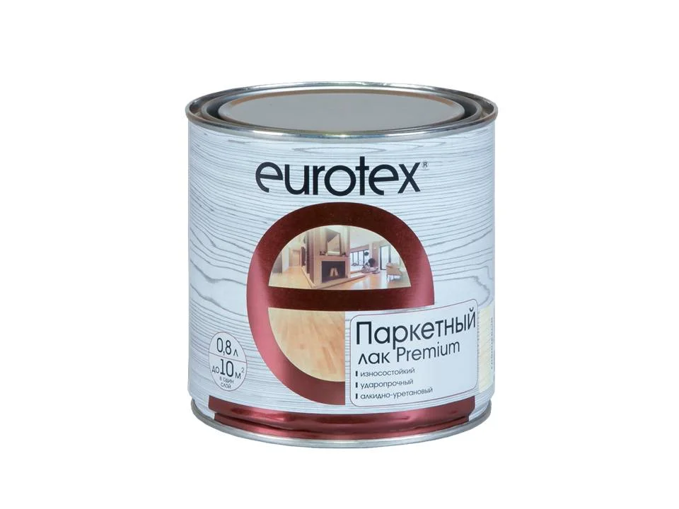 Лак паркетный полуматовый Eurotex–Премиум 0,8л (алкидно-уретановый)