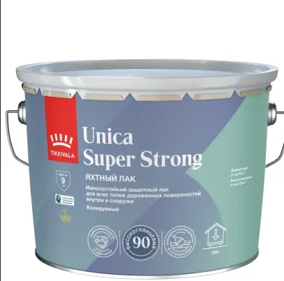 Лак универсальный высокоглянцевый TIKKIVALA (Tikkurila) Unica Super Strong EP в/гл 9л