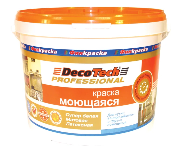 Краска ВД интерьерная моющаяся матовая латексная DecoTech 9л База С