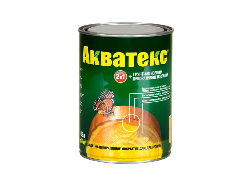 Основа алкидная Акватекс 2 в 1 - груша 0,8л УФ-защита, влажн. древесина 40%